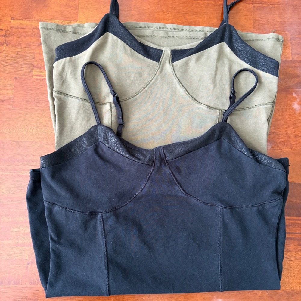 Express Best Loved Cami Bustier Top Style Lot of Two M Olive Black Built-In Bra